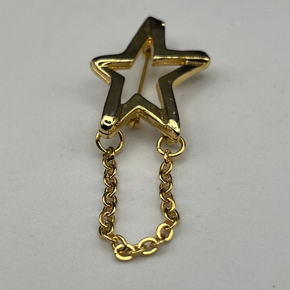 Vintage Gold Tone Star Brooch Pin - Picture 5 of 5